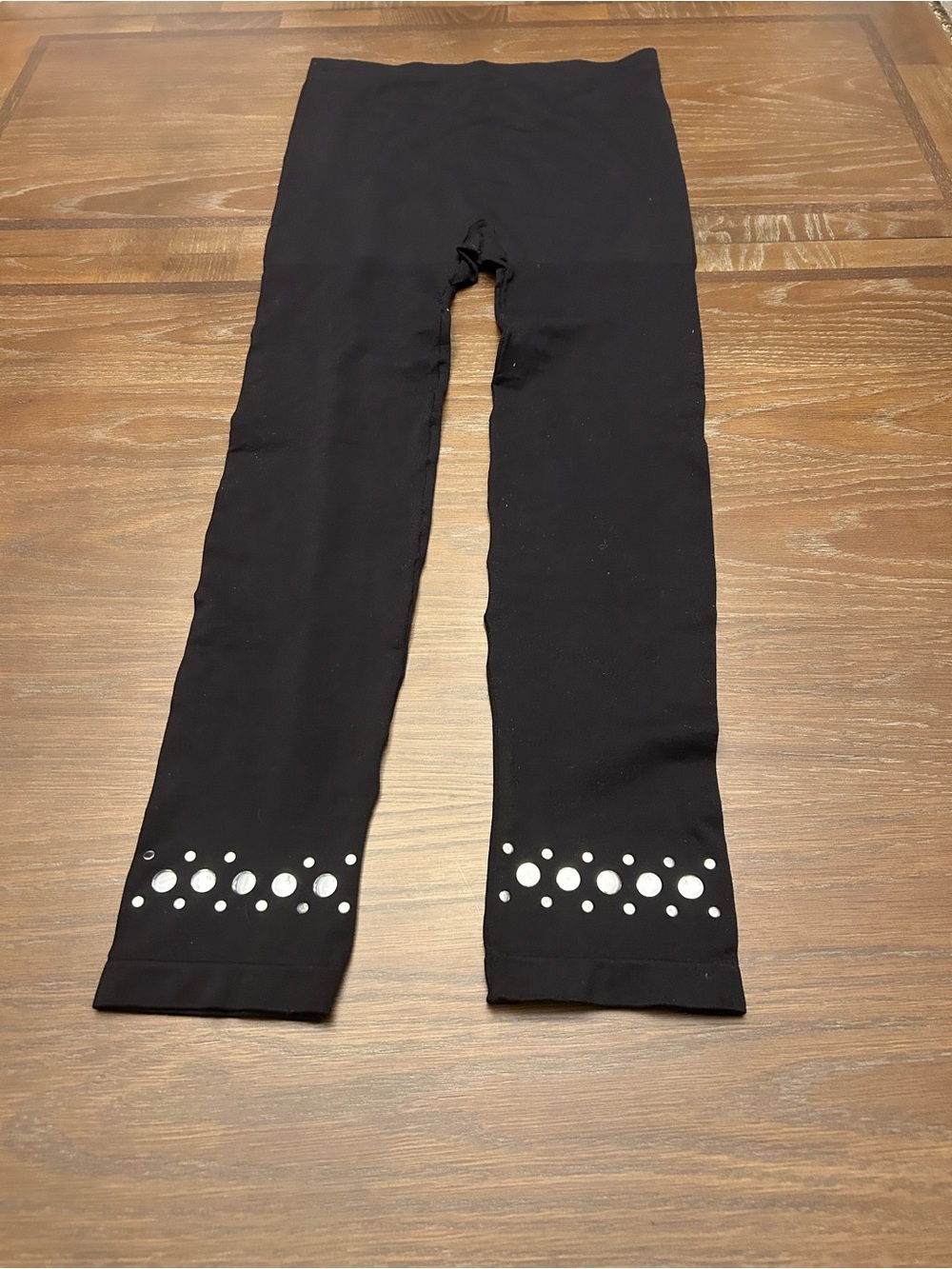 Lane Bryant Black Leggings with Gold Dot Hem Detail
